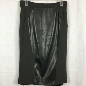 Single Skirt Womens Sz‎ 6 Charcoal Gray Stretch Knit Vegan Leather Pencil